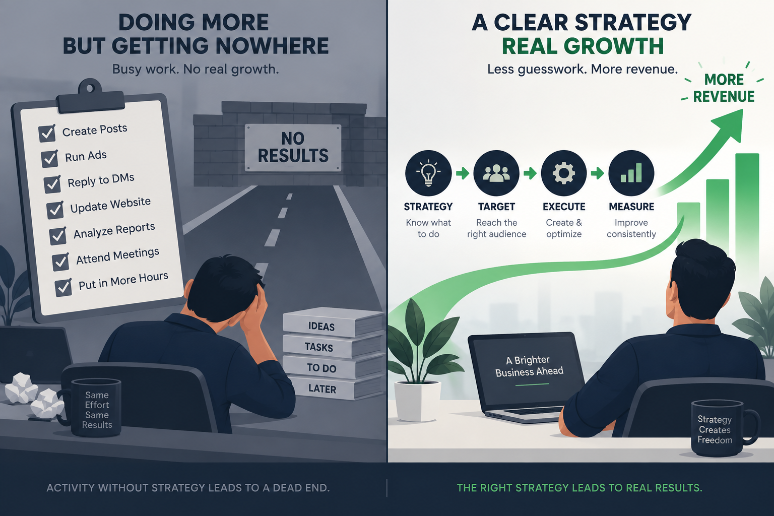 A clear strategy connecting strategy, audience, execution and measurement to real growth